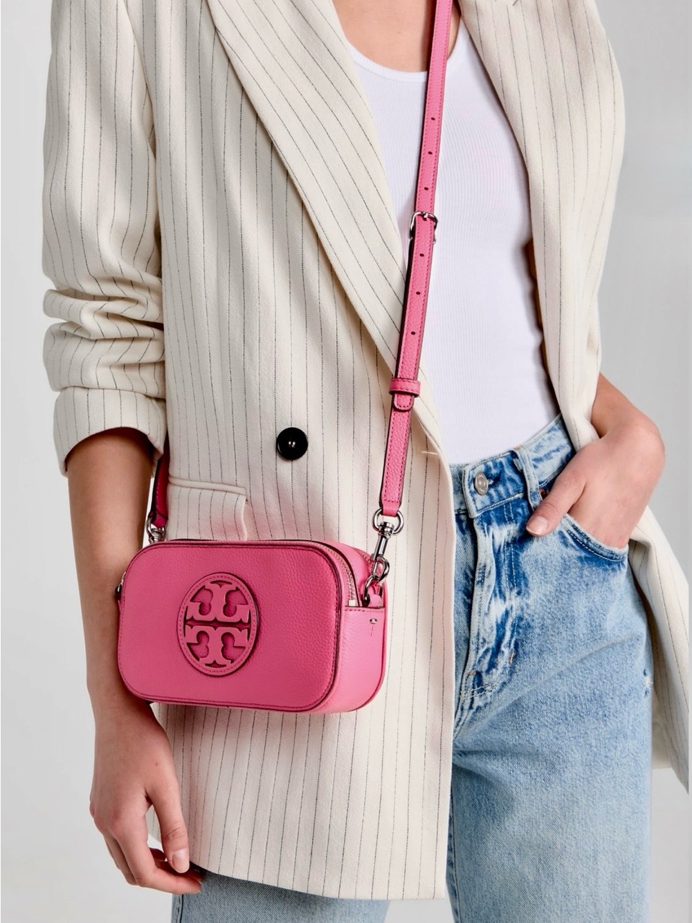 NWT Tory Burch Pink Love Leather Mini Miller Bag